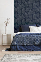 Theodore Navy by Arthouse Frond Wallpaper- Brewster Home Fashions AH921205