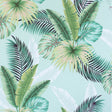 Miami Mint Palms wallpaper with tropical green leaves on mint background