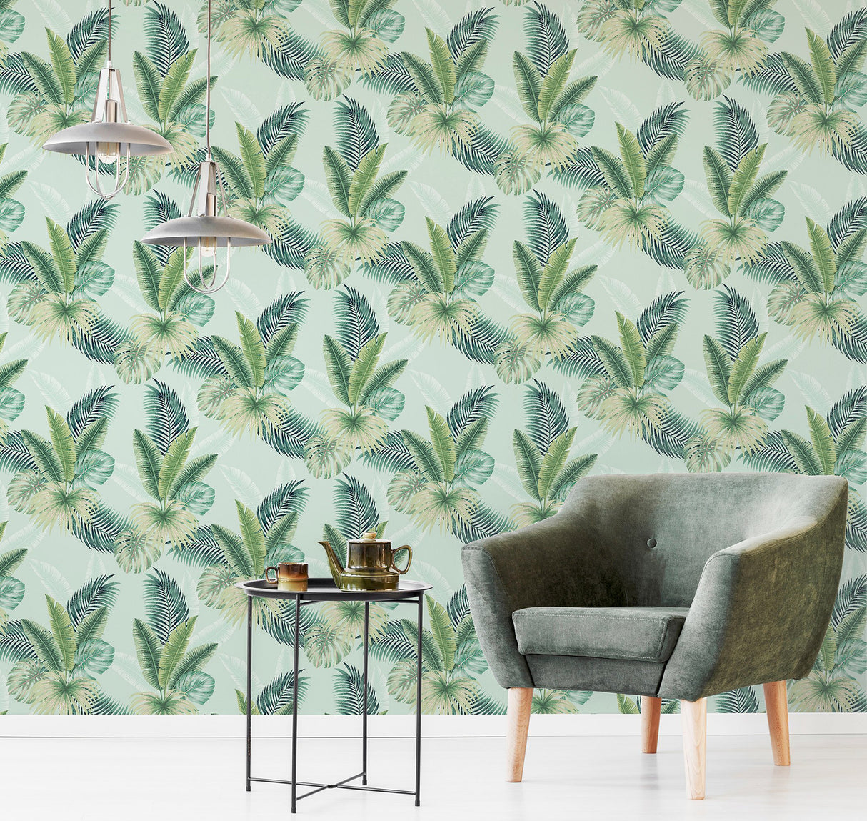 Miami Mint by Arthouse Palms Wallpaper – Brewster Home Fashions AH921406