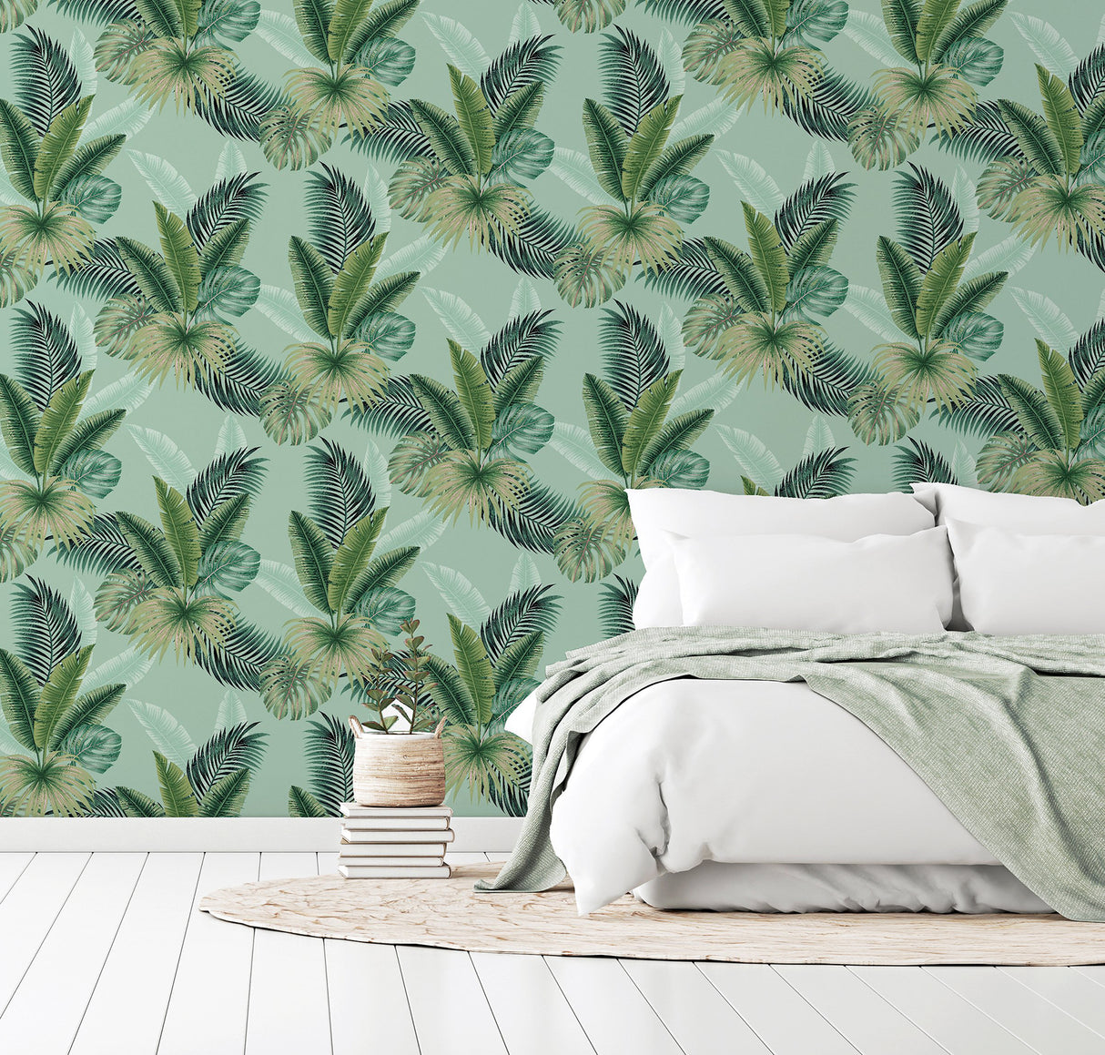 Miami Mint by Arthouse Palms Wallpaper – Brewster Home Fashions AH921406