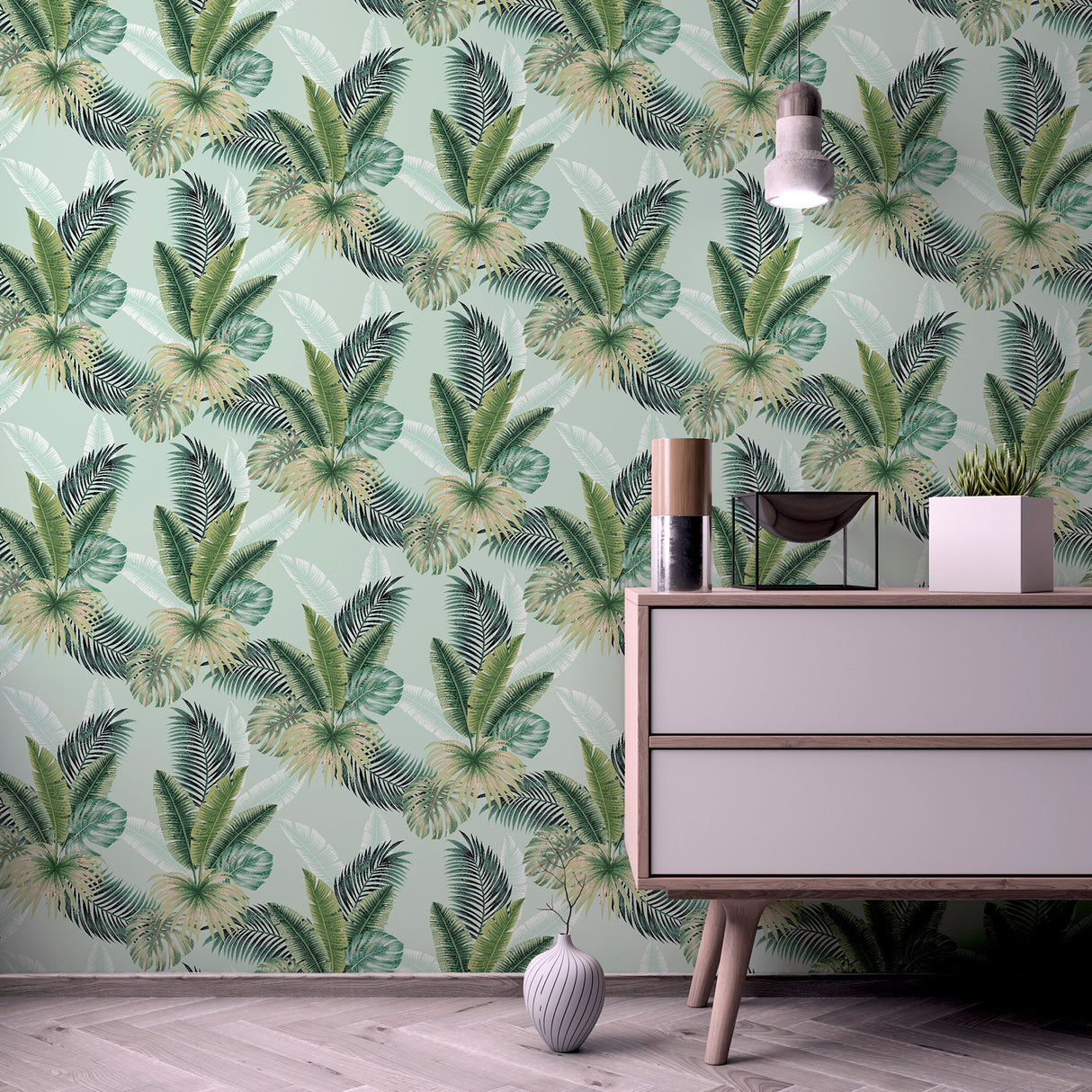 Miami Mint by Arthouse Palms Wallpaper – Brewster Home Fashions AH921406
