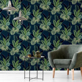Miami Palms Navy by Arthouse Tropical Botanical Wallpaper- Brewster Home Fashions AH921407
