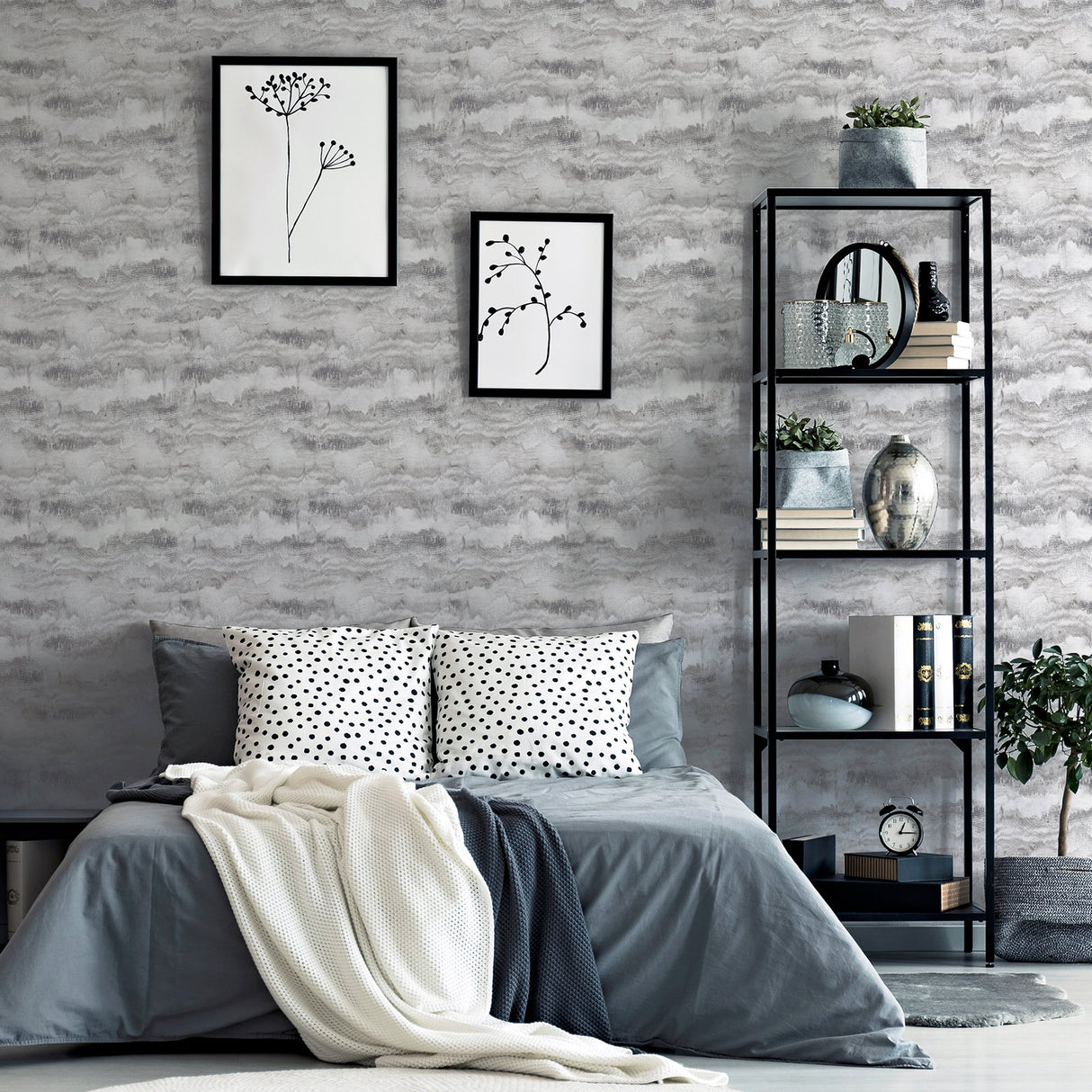 Irene Grey by Arthouse Painted Canvas Wallpaper – Brewster Home Fashions AH921605