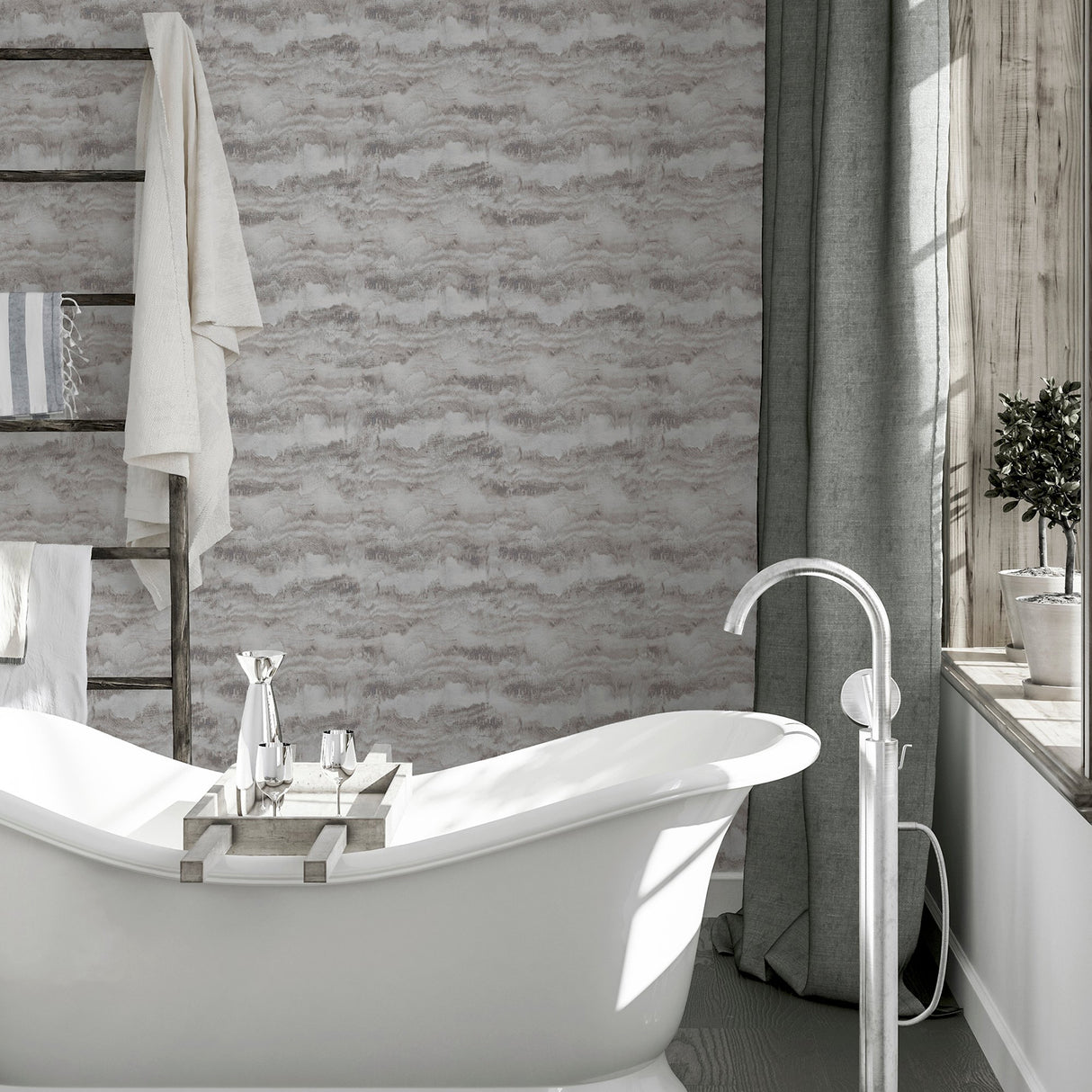Irene Grey by Arthouse Painted Canvas Wallpaper – Brewster Home Fashions AH921605