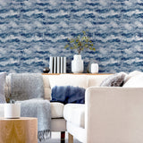 Irene Navy Painted Canvas by Arthouse Abstract Wallpaper- Brewster Home Fashions AH921606