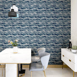 Irene Navy Painted Canvas by Arthouse Abstract Wallpaper- Brewster Home Fashions AH921606