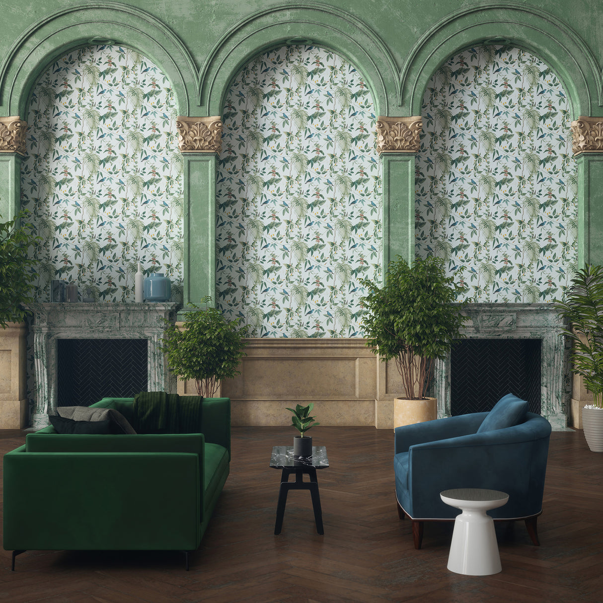 Nanette Light Blue by Arthouse Tropical Garden Wallpaper – Brewster Home Fashions AH921609