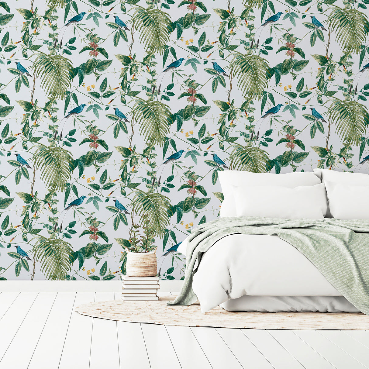 Nanette Light Blue by Arthouse Tropical Garden Wallpaper – Brewster Home Fashions AH921609