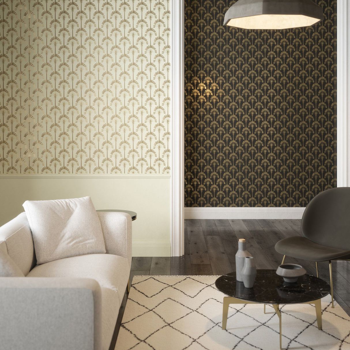 Sylvia Gold by Arthouse Palm Palace Wallpaper- Brewster Home Fashions AH921701