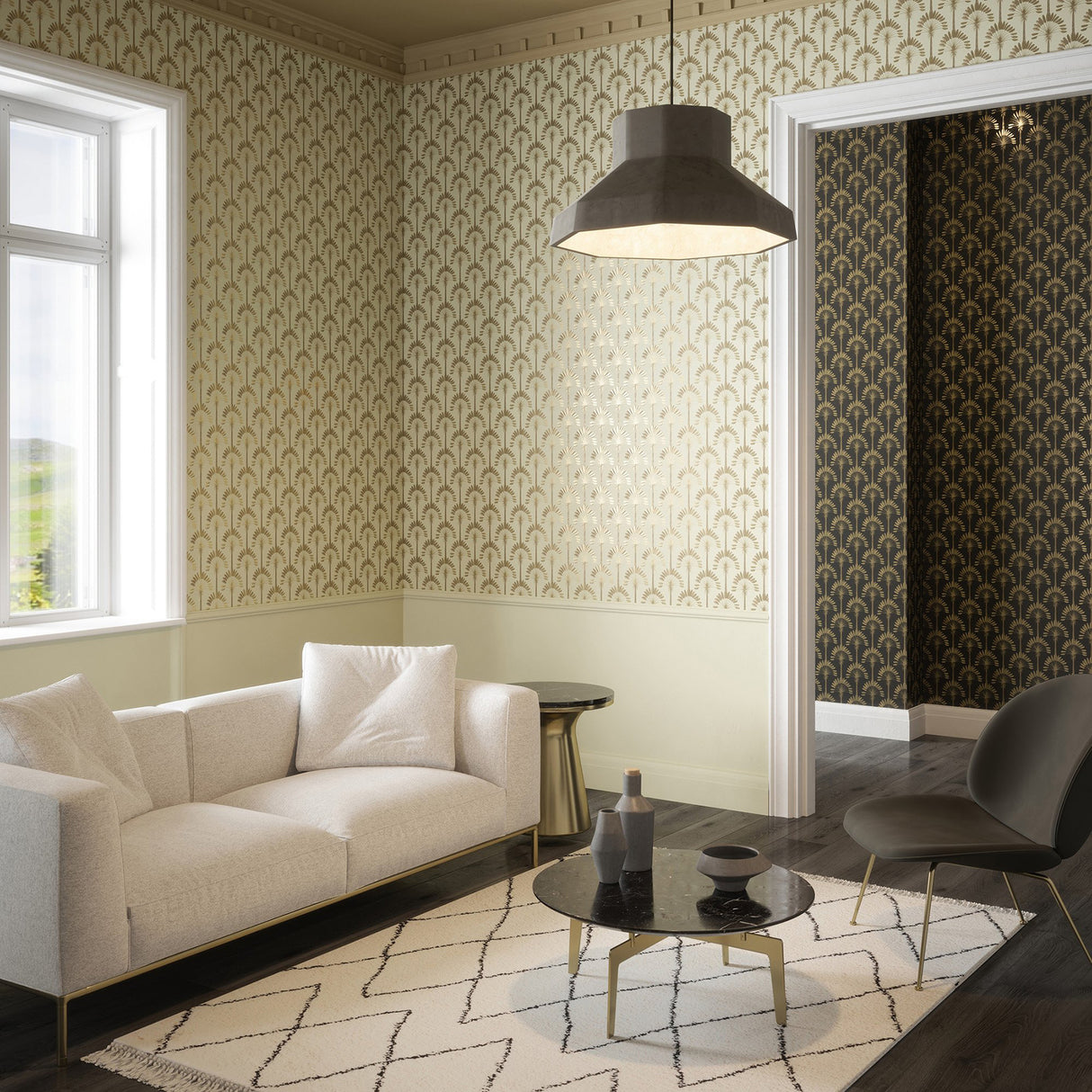 Sylvia Gold by Arthouse Palm Palace Wallpaper- Brewster Home Fashions AH921701