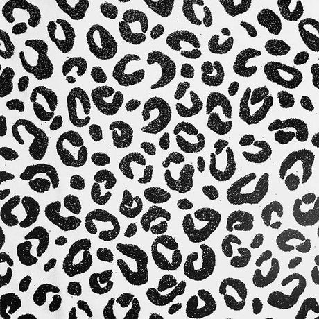 Dinah Black Leopard Print Wallpaper by Arthouse – black sequin leopard spots on white background