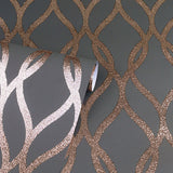 Ava Rose Gold by Arthouse Glittering Ogee Wallpaper – Brewster Home Fashions AH921803