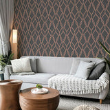 Ava Rose Gold by Arthouse Glittering Ogee Wallpaper – Brewster Home Fashions AH921803