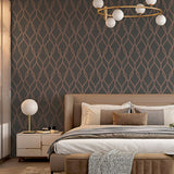 Ava Rose Gold by Arthouse Glittering Ogee Wallpaper – Brewster Home Fashions AH921803