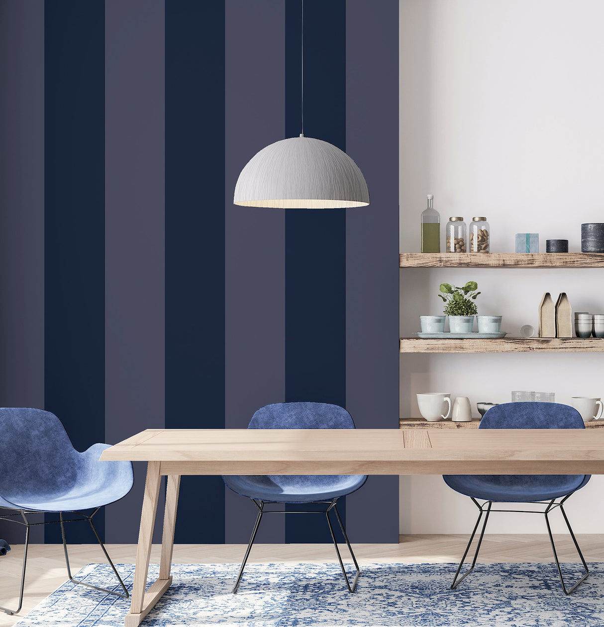 Roland Navy Stripe by Arthouse Stripe Wallpaper – Brewster Home Fashions AH922800