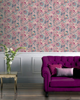 Cornelia Pink by Arthouse Floral Stripe Wallpaper – Brewster Home Fashions AH922802