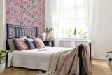 Cornelia Pink by Arthouse Floral Stripe Wallpaper – Brewster Home Fashions AH922802