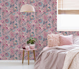 Cornelia Pink by Arthouse Floral Stripe Wallpaper – Brewster Home Fashions AH922802