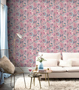Cornelia Pink by Arthouse Floral Stripe Wallpaper – Brewster Home Fashions AH922802