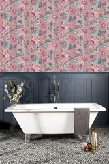 Cornelia Pink by Arthouse Floral Stripe Wallpaper – Brewster Home Fashions AH922802
