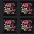Lucinda Black Floral Panel Wallpaper by Arthouse featuring framed floral squares on a black ground