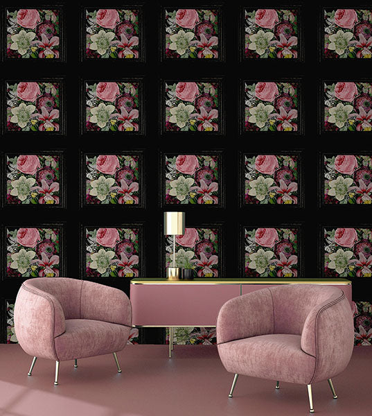 Lucinda Black by Arthouse Floral Panel Wallpaper – Brewster Home Fashions AH922804