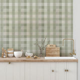 Rita Green by Arthouse Country Check Wallpaper – Brewster Home Fashions AH922806