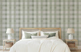Rita Green by Arthouse Country Check Wallpaper – Brewster Home Fashions AH922806