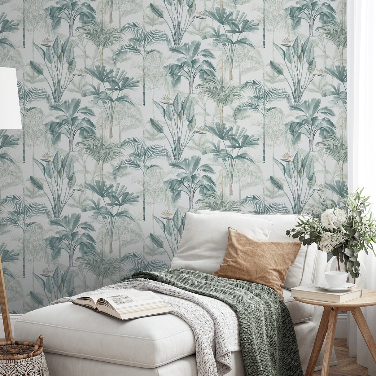 Freda Green by Arthouse Palm Trees Wallpaper- Brewster Home Fashions AH922908