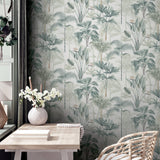 Freda Green by Arthouse Palm Trees Wallpaper- Brewster Home Fashions AH922908