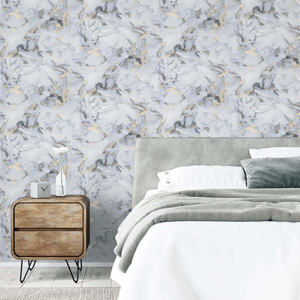 Merrick Grey Marble by Arthouse Faux Stone Wallpaper – Brewster Home Fashions AH923001