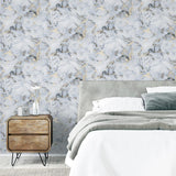 Merrick Grey Marble by Arthouse Faux Stone Wallpaper – Brewster Home Fashions AH923001