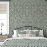 Wickham Green by Arthouse Stag Damask Wallpaper – Brewster Home Fashions AH923706