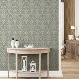 Wickham Green by Arthouse Stag Damask Wallpaper – Brewster Home Fashions AH923706