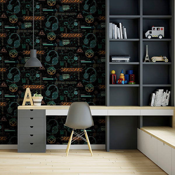 Casper Black by Arthouse Gamer Graphics Wallpaper- Brewster Home Fashions AH923707