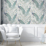 Keeka Blue by Arthouse Peacocks Wallpaper – Brewster Home Fashions AH923708