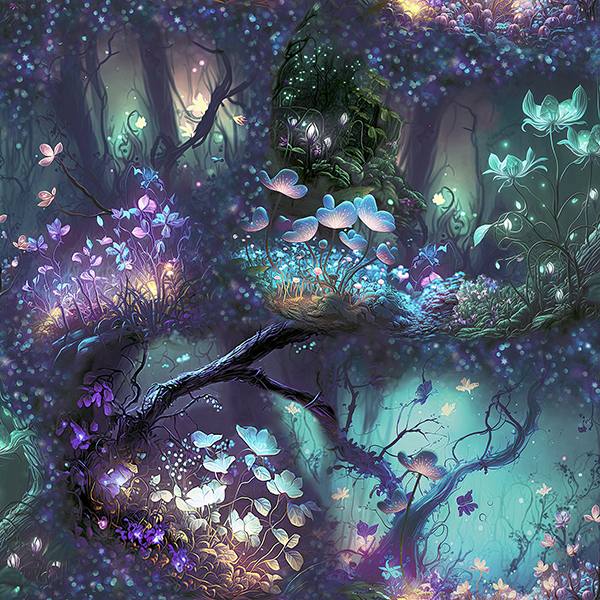 Oleda Dark Blue Magical Garden Wallpaper by Arthouse