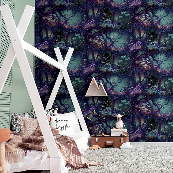 Oleda Dark Blue by Arthouse Magical Garden Wallpaper – Brewster Home Fashions AH923804