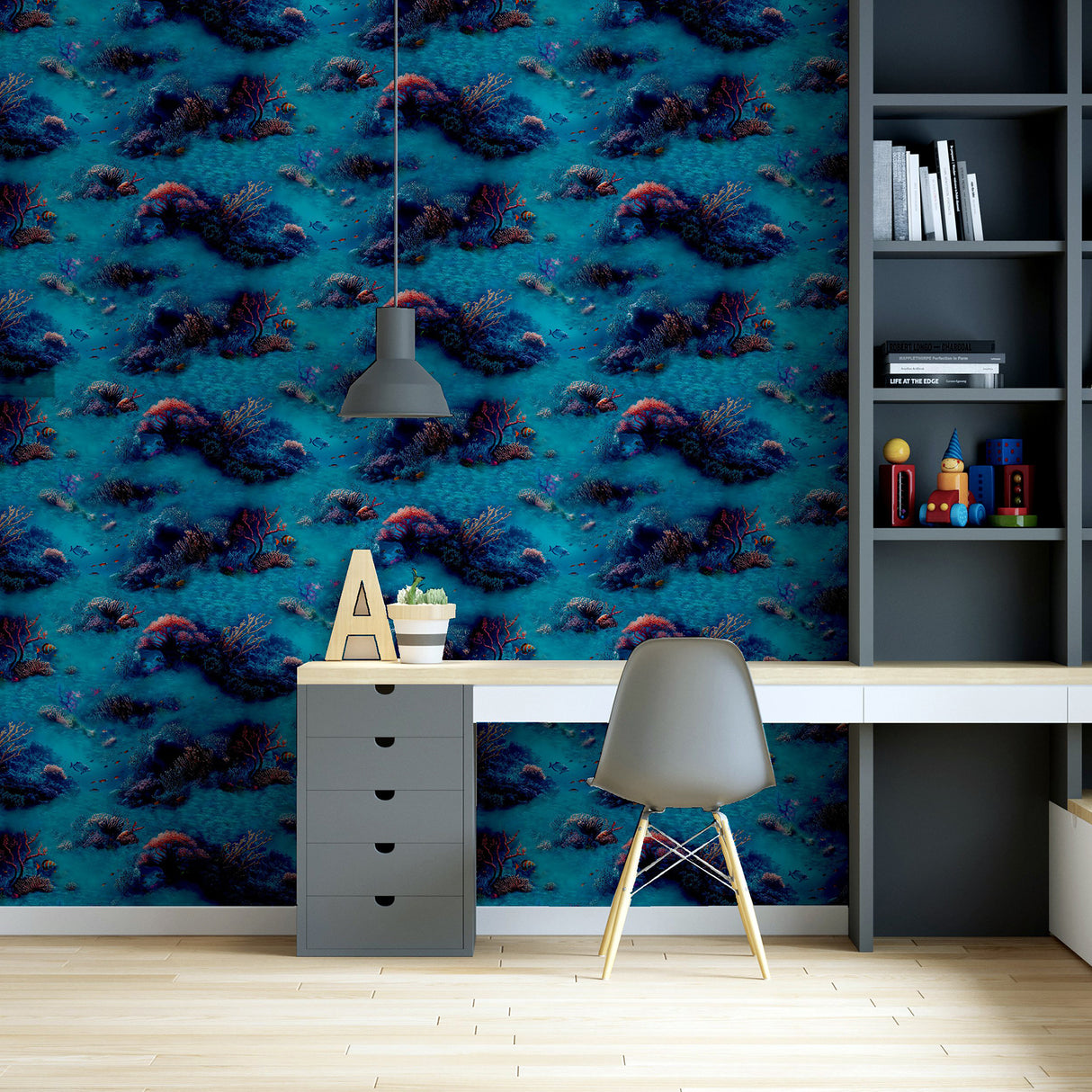 Orlena Blue by Arthouse Under The Sea Wallpaper – Brewster Home Fashions AH923808