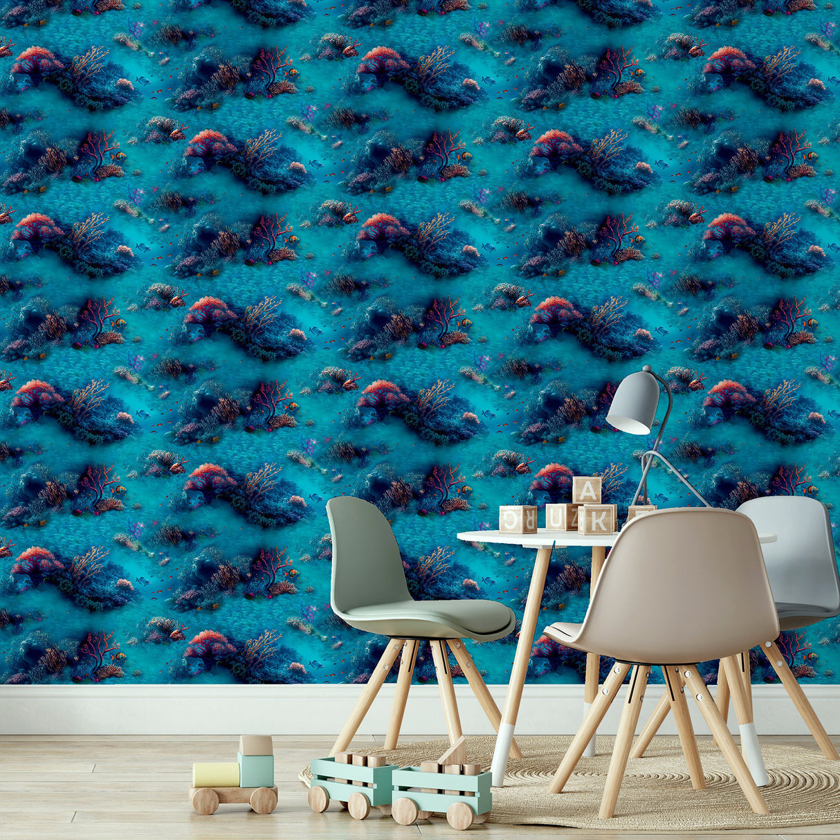 Orlena Blue by Arthouse Under The Sea Wallpaper – Brewster Home Fashions AH923808