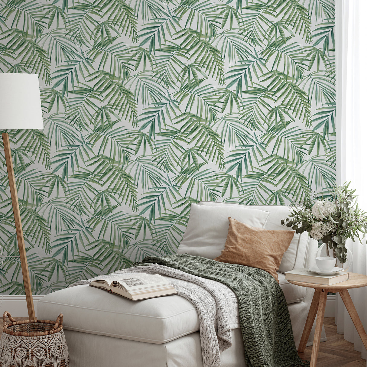 Juan Green by Arthouse Palm Leaves Wallpaper – Brewster Home Fashions AH923909