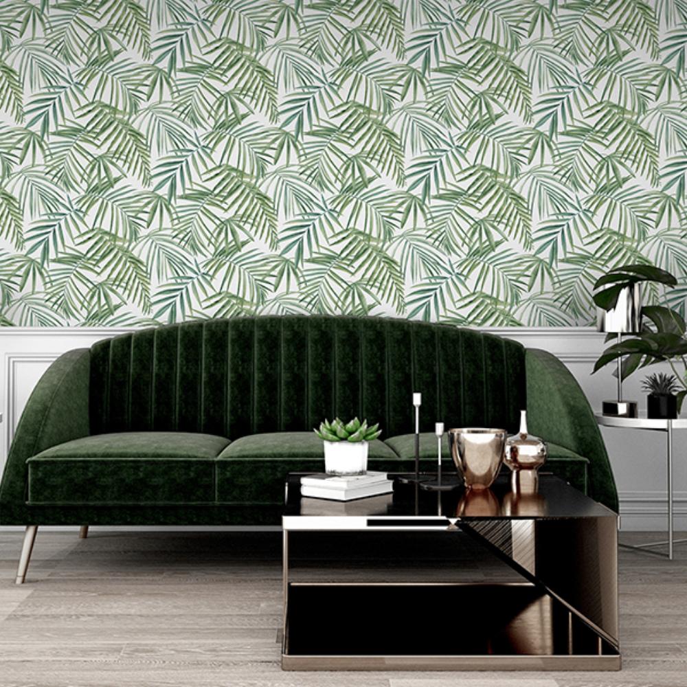 Juan Green by Arthouse Palm Leaves Wallpaper – Brewster Home Fashions AH923909