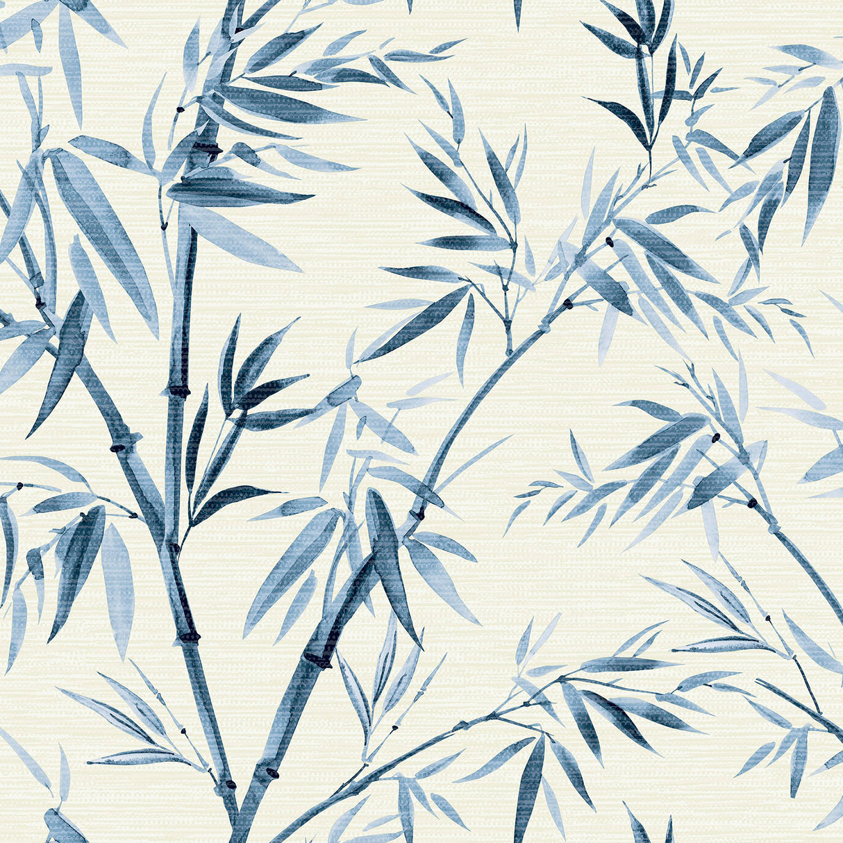 Moriko Blue Bamboo Wallpaper by Arthouse, pattern detail on faux grasscloth background
