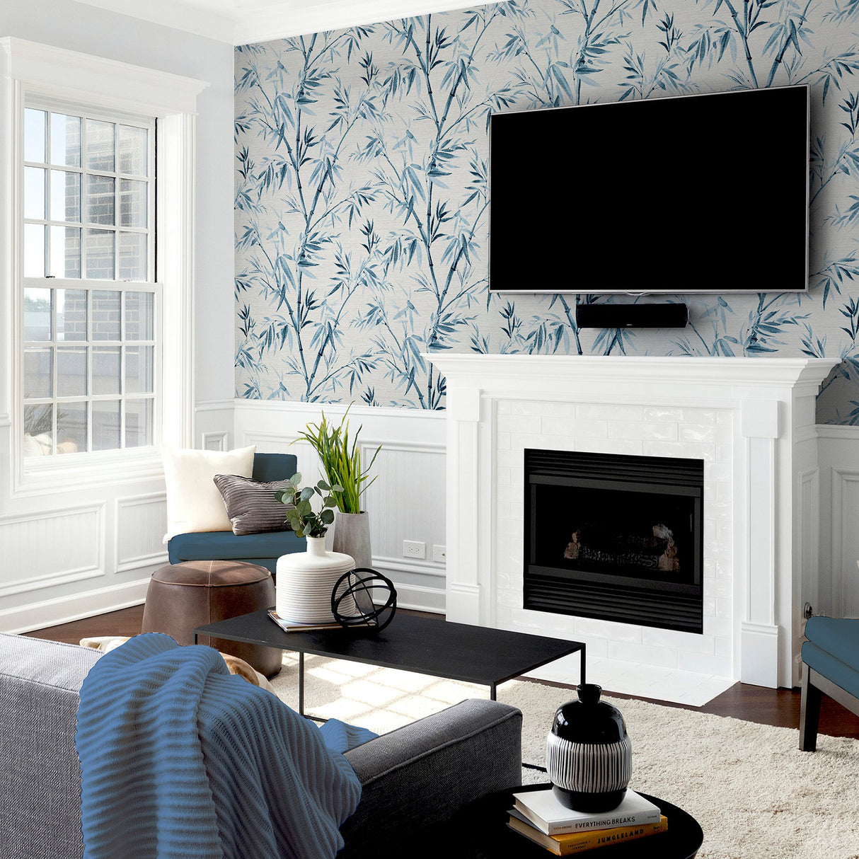 Moriko Blue by Arthouse Bamboo Wallpaper – Brewster Home Fashions AH924107