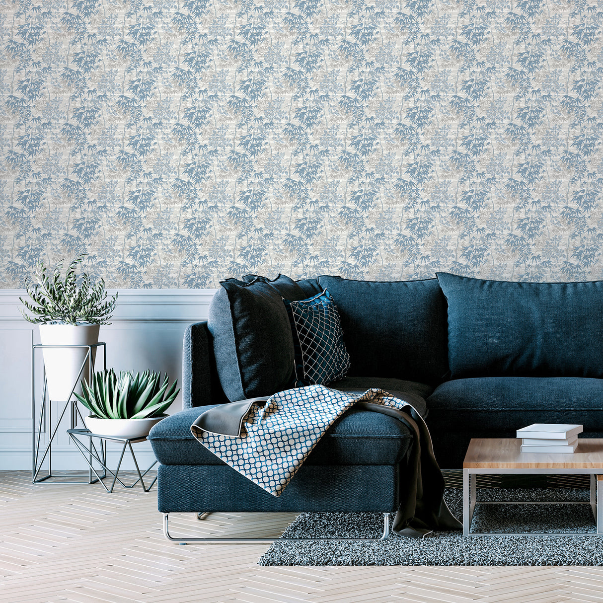 Elinore Blue by Arthouse Bamboo Trail Wallpaper – Brewster Home Fashions AH924407