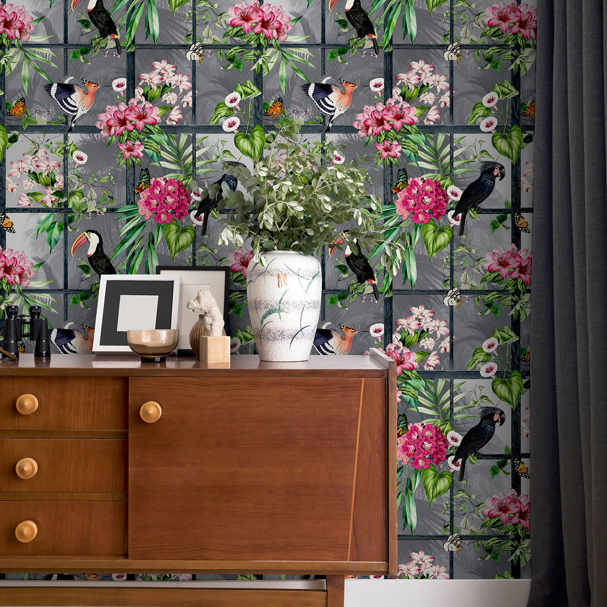 Dorothea Multicolor by Arthouse Tropical Birds Wallpaper- Brewster Home Fashions AH924408
