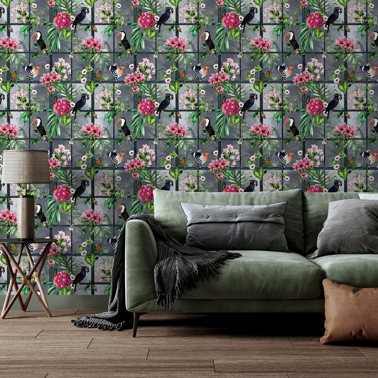 Dorothea Multicolor by Arthouse Tropical Birds Wallpaper- Brewster Home Fashions AH924408