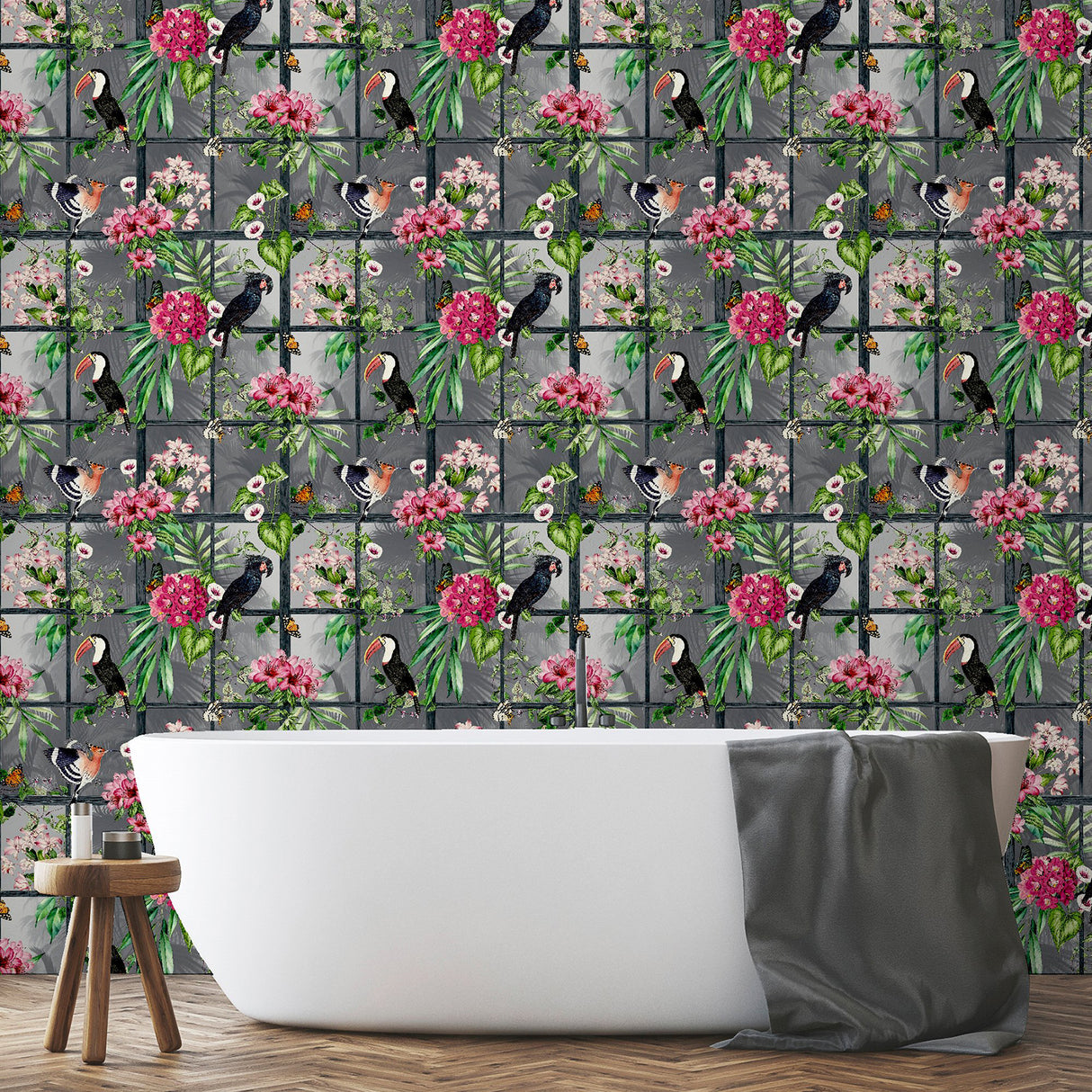Dorothea Multicolor by Arthouse Tropical Birds Wallpaper- Brewster Home Fashions AH924408