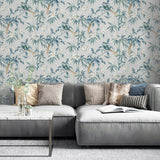 Suzume Teal Birds and Blooms Teal by Arthouse Wallpaper- Brewster Home Fashions AH924500