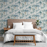 Suzume Teal Birds and Blooms Teal by Arthouse Wallpaper- Brewster Home Fashions AH924500